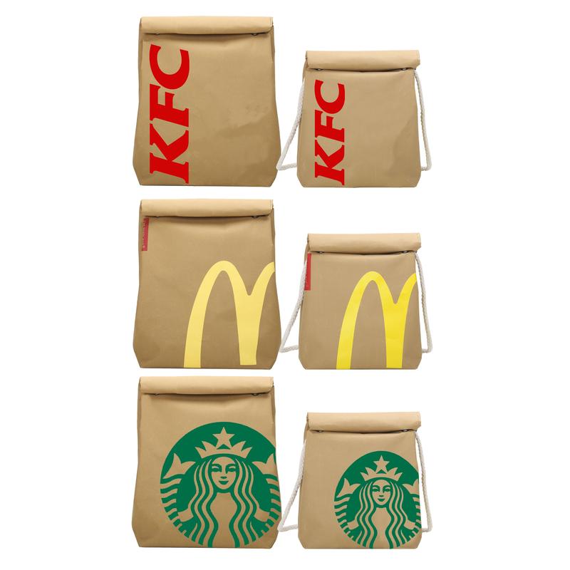 Funny McDonald's KFC Starbucks Paper Canvas Backpack Shoulder Bag Cute Casual Crossbody Bag Messenger Bag Daypack for Women Men Birthday Gift