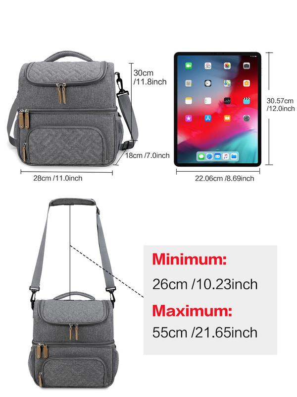 Double Layer Lunch Bag, Leak-proof Lunch Box Cooler Bag, Large Lunch Bags for Women & Men, Functional Bag for Work, School, Travel