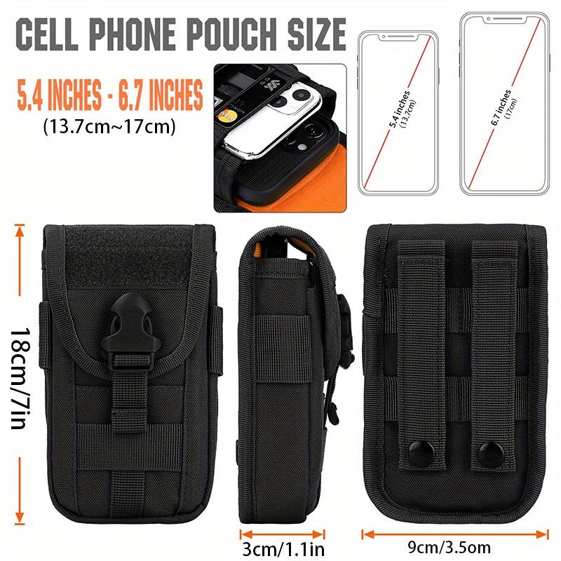 Molle Phone Pouch, Smartphone Waist Belt Holster Buckle Closure Utility Card Holder with Flag Patch Keyring and 1 D-Ring for 4.7