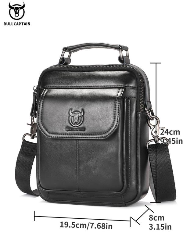 Men's Vintage Cowhide Crossbody Bag, Fashionable Solid Color Shoulder Bag for Daily Used, Casual Trendy Versatile High-quality Daily Commuting Bag