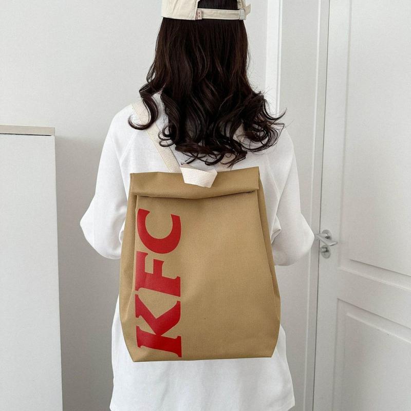 Funny McDonald's KFC Starbucks Paper Canvas Backpack Shoulder Bag Cute Casual Crossbody Bag Messenger Bag Daypack for Women Men Birthday Gift