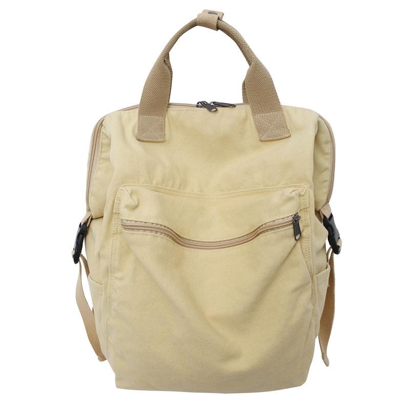 Fashion Lazy Leisure Washed-out Canvas College Students Bag Casual Simple Backpack Trendy All-Matching