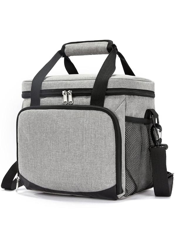 15L Insulated Lunch Bag, Fashion Large Capacity Waterproof Lunch Bag with Zipper, Multi-functional Lunch Bag for Men & Women