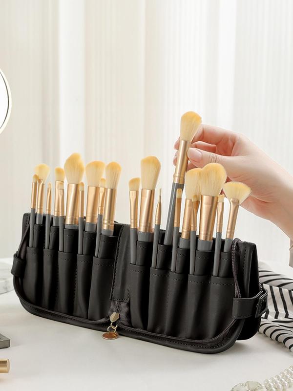 Makeup Brush Storage Bag, Letter Pattern Makeup Brush Holder, Makeup Brush Organizer, Cosmetic Storage Bag, Travel Makeup Brush Bag