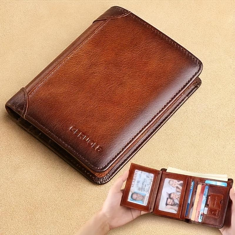 Men's Genuine Leather Three Fold Wallet, Card Holder, Ideal Gift For Men