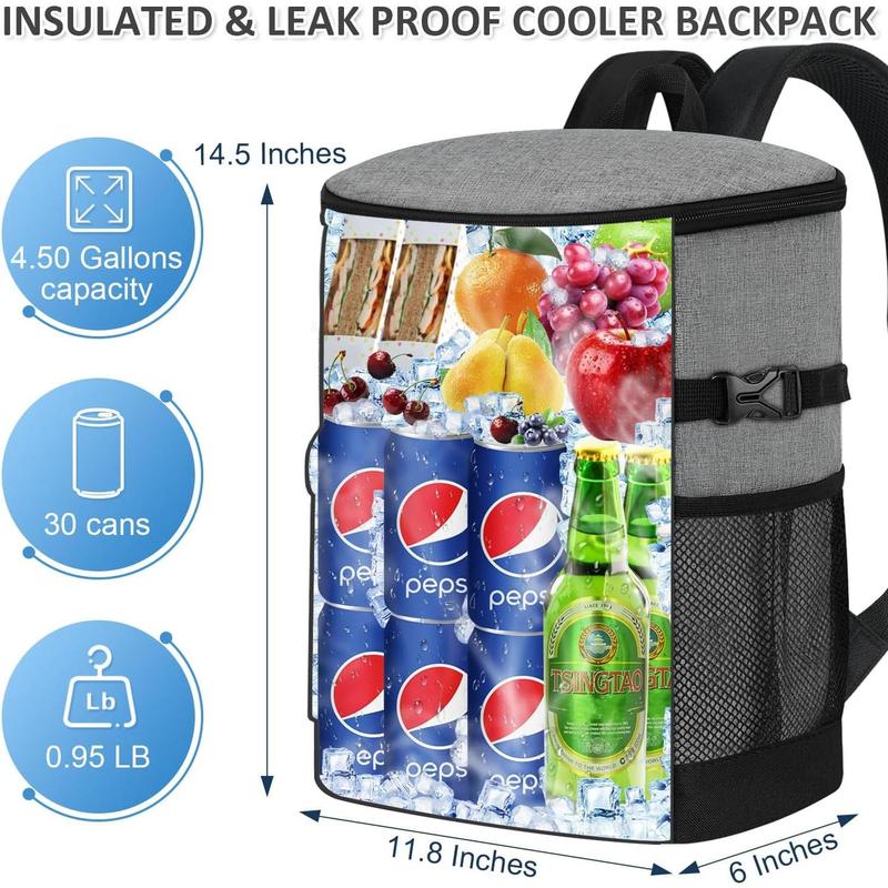 Cooler Backpack ulated Waterproof 30 Cans, Ice Chest Backpack Cooler for Men Women Leak Proof Soft Side Camping Beach Hiking Fishing Lunch Picnic Kayaking Cooler Bag