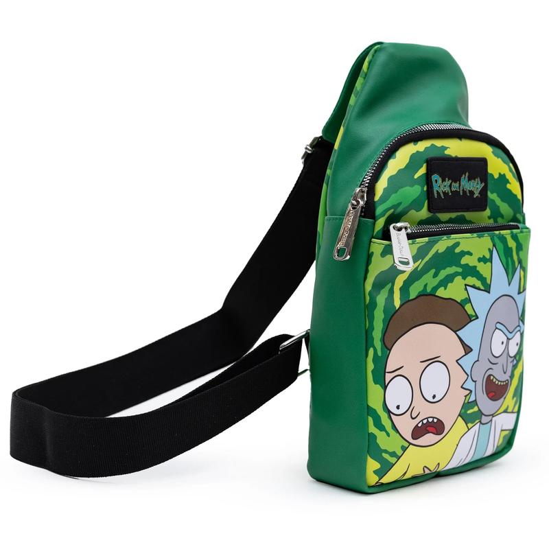 Rick And Morty Get Schwifty Portal Pose Crossbody Sling Bag