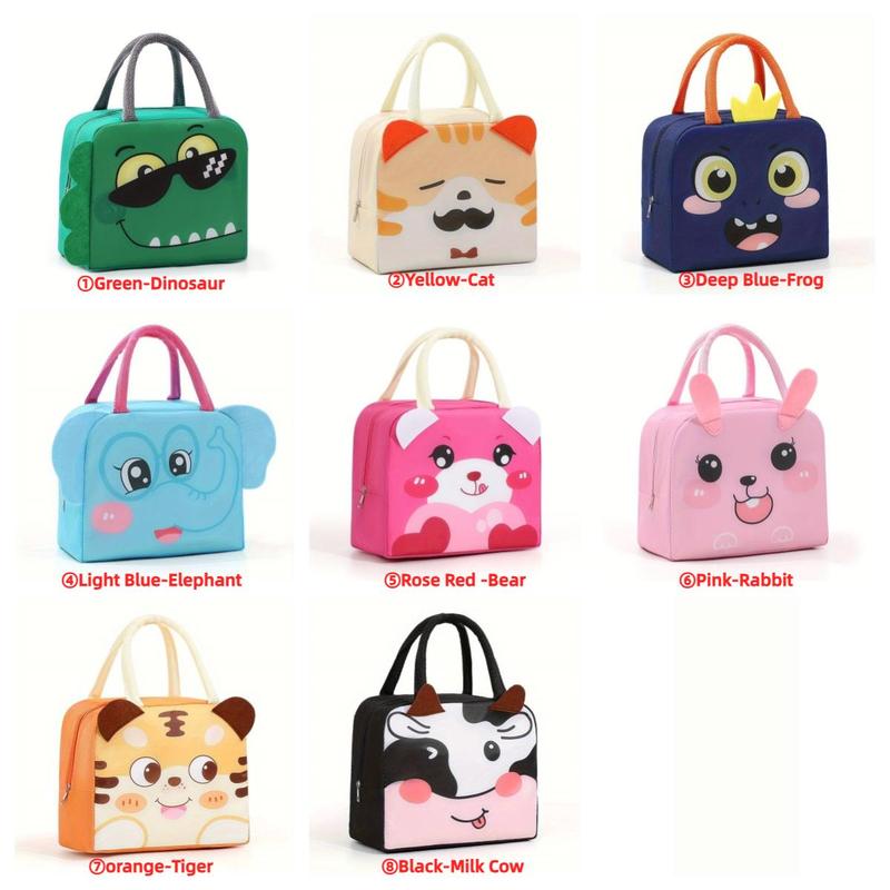 Cute Cartoon Animal Pattern Lunch Bag, 1 Count Warm & Cold Insulated Lunch Bag with Handle, Lightweight Lunch Box Bag for School Office Picnic Dormitory Travel