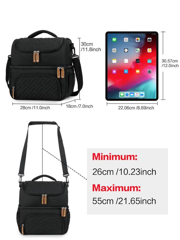 Double Layer Lunch Bag, Leak-proof Lunch Box Cooler Bag, Large Lunch Bags for Women & Men, Functional Bag for Work, School, Travel