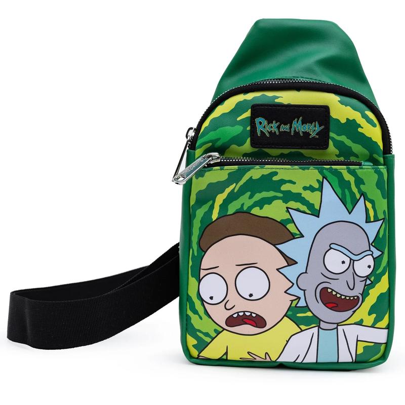 Rick And Morty Get Schwifty Portal Pose Crossbody Sling Bag