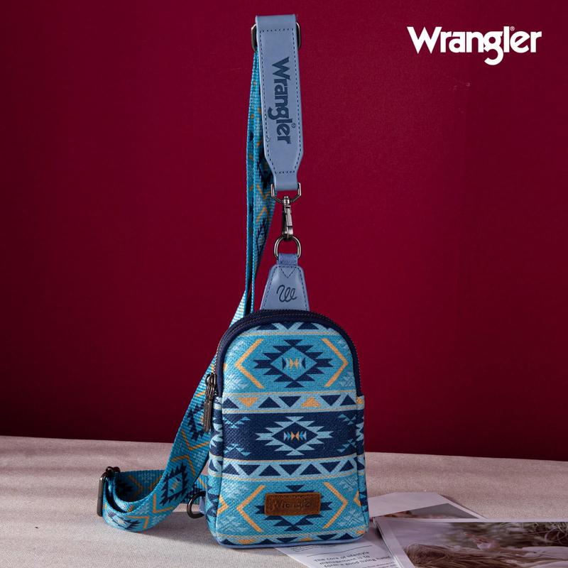 Wrangler Allover Aztec Dual Sided Print Crossbody Sling Chest Bag