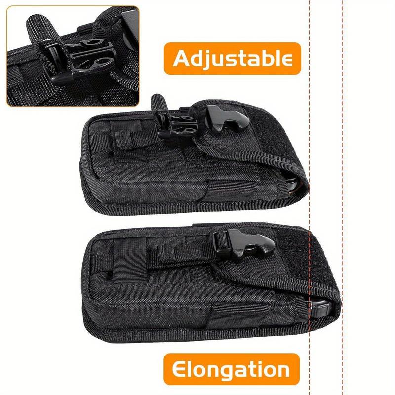 Molle Phone Pouch, Smartphone Waist Belt Holster Buckle Closure Utility Card Holder with Flag Patch Keyring and 1 D-Ring for 4.7