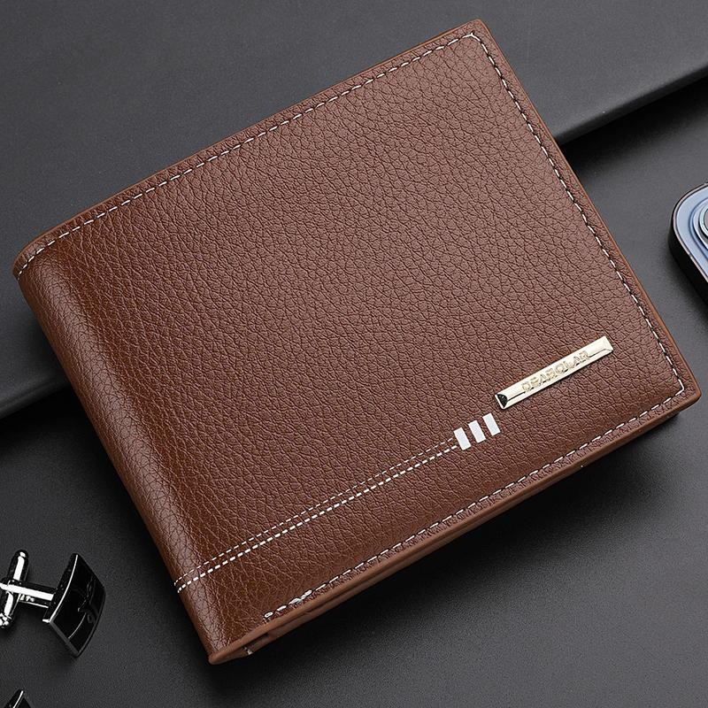 Men's Short Wallet with High-End Youth Litchi Zipper and Coin Purse Design