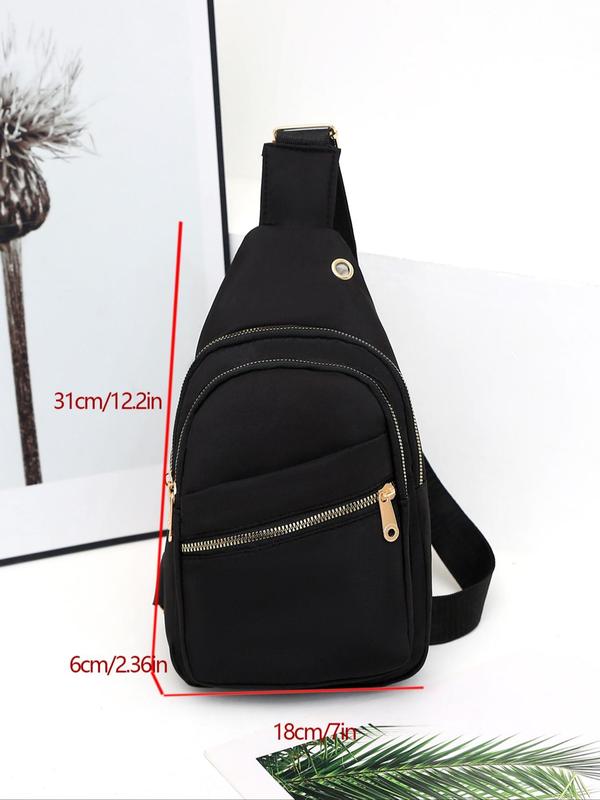 Men's Casual Plain Zipper Bum Bag, Simple Versatile Chest Bag, Fashionable Multi-pocket Chest Bag for Daily Used