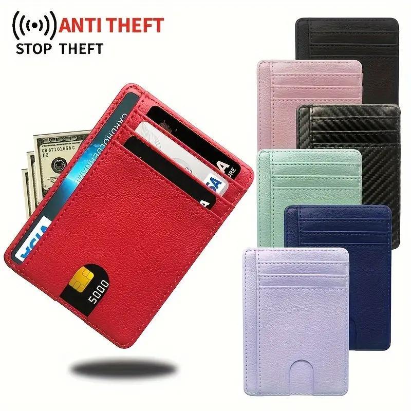 Random Color Portable RFID Blocking Card Holder, 1 Count Simple Multi Card Slot Card Holder, PU Leather Card Holder for Men & Women