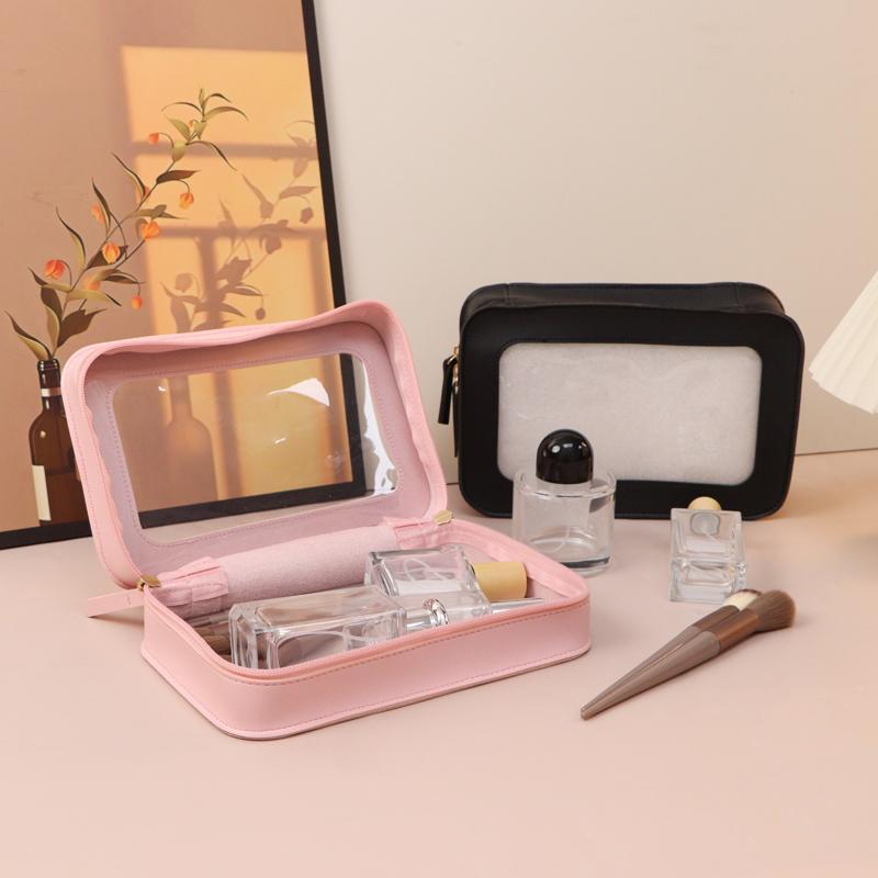 Clear Makeup Bag, 1 Count Travel Cosmetic Case, Transparent Toiletry Bag with Zipper, Portable Make Up Organizer, Traveling Compact Bag