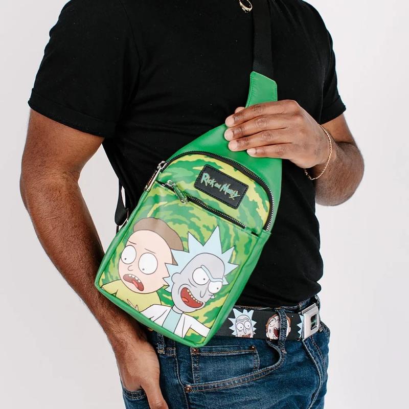 Rick And Morty Get Schwifty Portal Pose Crossbody Sling Bag