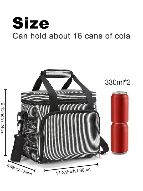 15L Insulated Lunch Bag, Fashion Large Capacity Waterproof Lunch Bag with Zipper, Multi-functional Lunch Bag for Men & Women