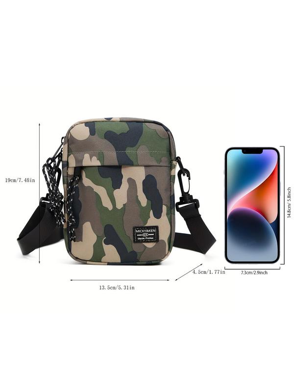 Men's Camo Pattern Zipper Crossbody Bag, Casual Outdoor Sports Bag for Daily Use, Casual Trendy Versatile High-quality Daily Commuting Bag