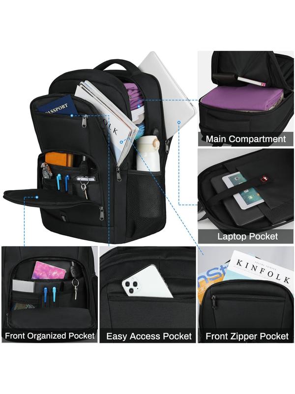 Unisex Business Style Laptop Backpack,  Large Capacity Travel Backpack for Men & Women, Waterproof Computer Backpack with USB Port for Daily & Work Use