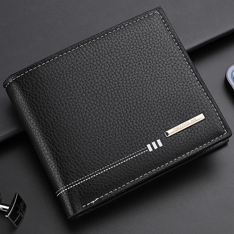 Men's Short Wallet with High-End Youth Litchi Zipper and Coin Purse Design