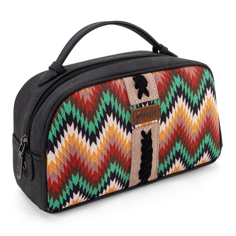 Wrangler [MegaLive] Southwestern Pattern Print Handbag Cosmetic Bag with Zipper for Work Daily Using