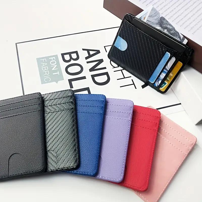 Random Color Portable RFID Blocking Card Holder, 1 Count Simple Multi Card Slot Card Holder, PU Leather Card Holder for Men & Women