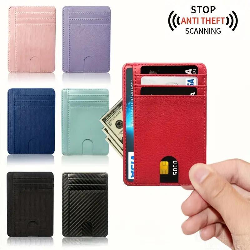 Random Color Portable RFID Blocking Card Holder, 1 Count Simple Multi Card Slot Card Holder, PU Leather Card Holder for Men & Women