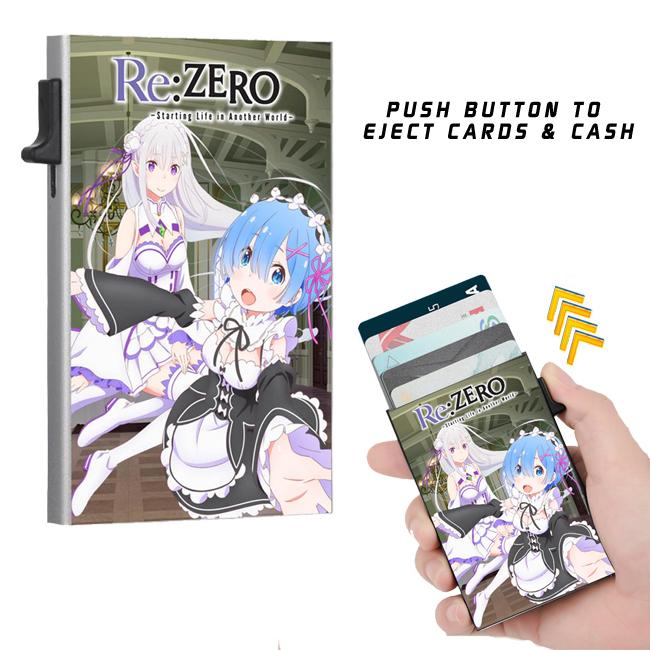 ReZero Emilia and Rem Anime Slim Wallet Card Holder with Cash Strap Officially Licensed Brand New