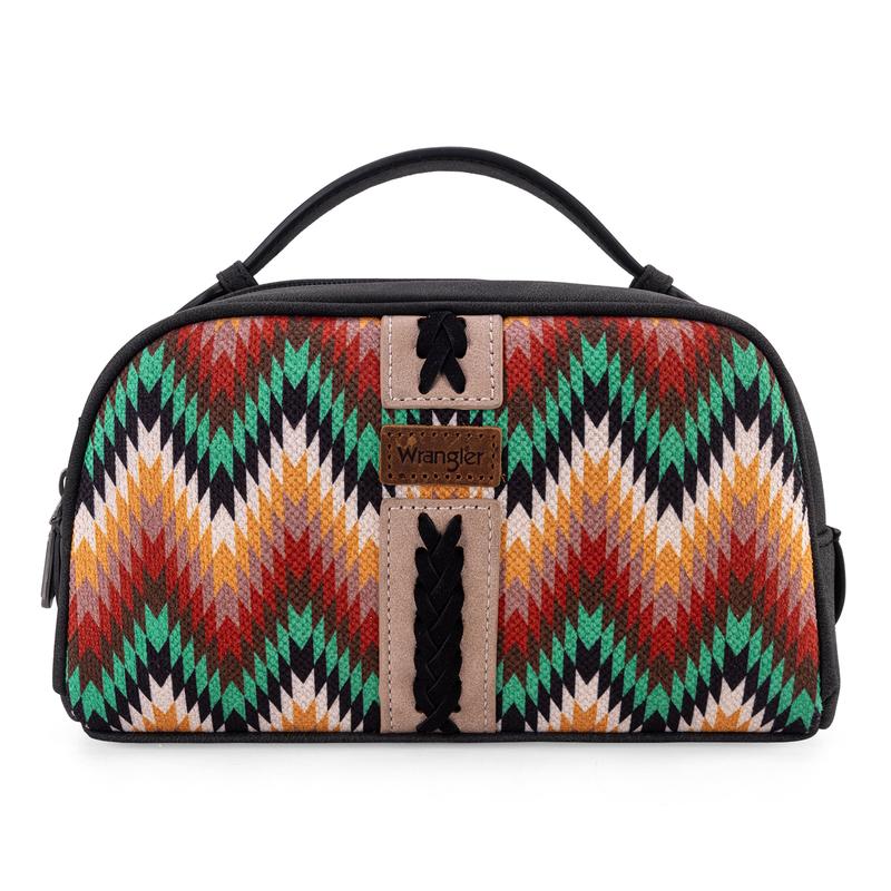 Wrangler [MegaLive] Southwestern Pattern Print Handbag Cosmetic Bag with Zipper for Work Daily Using