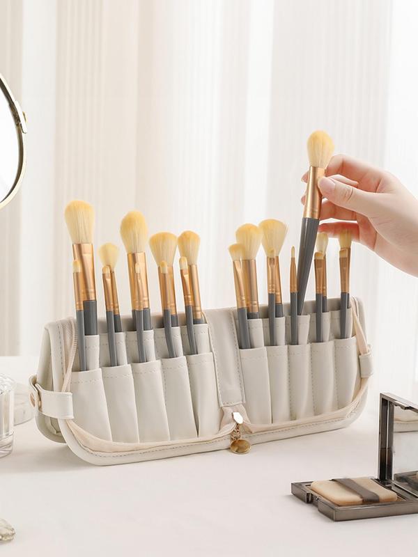 Makeup Brush Storage Bag, Letter Pattern Makeup Brush Holder, Makeup Brush Organizer, Cosmetic Storage Bag, Travel Makeup Brush Bag