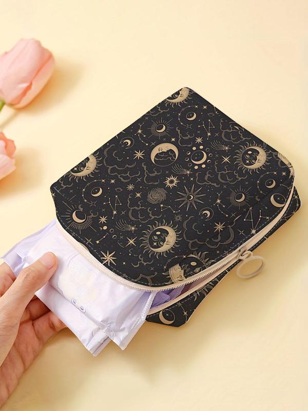 Star & Moon Pattern Makeup Bag, Lightweight Cosmetic Storage Bag, Portable Travel Storage Organizer, Casual Trendy Versatile High-quality Daily Bag for Women