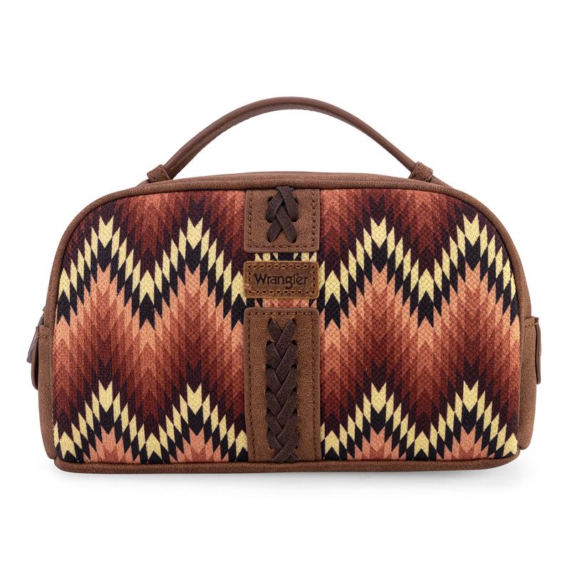 Wrangler [MegaLive] Southwestern Pattern Print Handbag Cosmetic Bag with Zipper for Work Daily Using