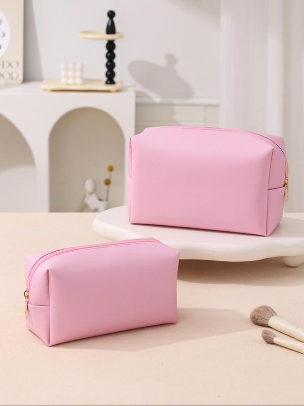 Solid Color Makeup Bag, Portable Travel Cosmetic Storage Bag, Zipper Makeup Organizer Pouch, Versatile Storage Bag for Skincare, Lotion, Cream, Lip Balm, Eyeliners, Mirror, Stationery, Outing