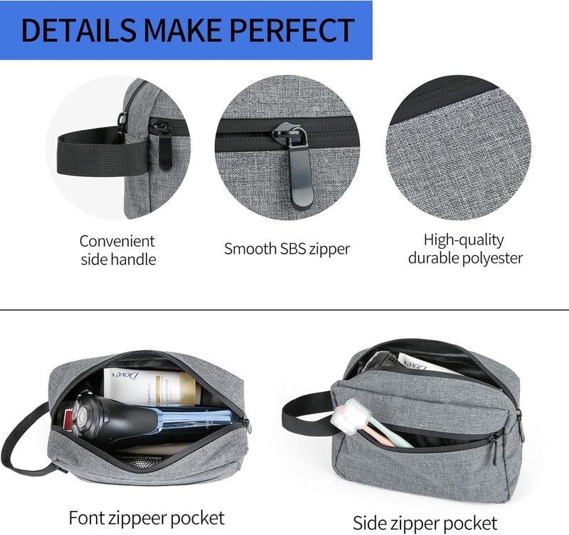 Travel Toiletry Bag for Men, Hanging Dopp Kit Travel Bag for Men Women, Mens Travel Bag Shaving Bag for Toiletries Accessories (Grey)