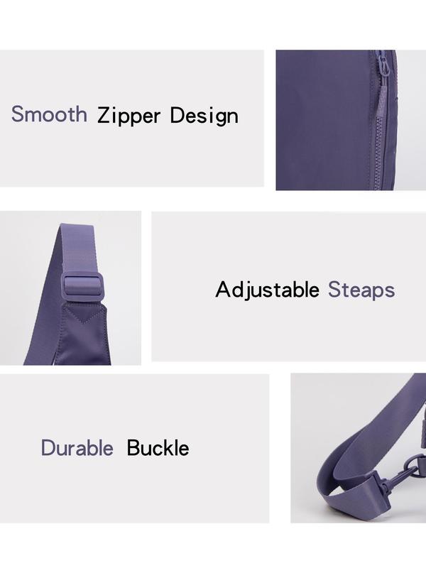 Unisex Casual Sporty  Solid Color Sling Bag, Lightweight Minimalist Zipper Sling Bag, Fashionable Versatile Chest Bag for Daily Life for Women & Men