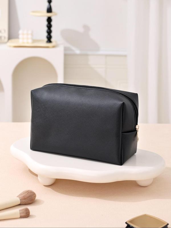 Solid Color Makeup Bag, Portable Travel Cosmetic Storage Bag, Zipper Makeup Organizer Pouch, Versatile Storage Bag for Skincare, Lotion, Cream, Lip Balm, Eyeliners, Mirror, Stationery, Outing