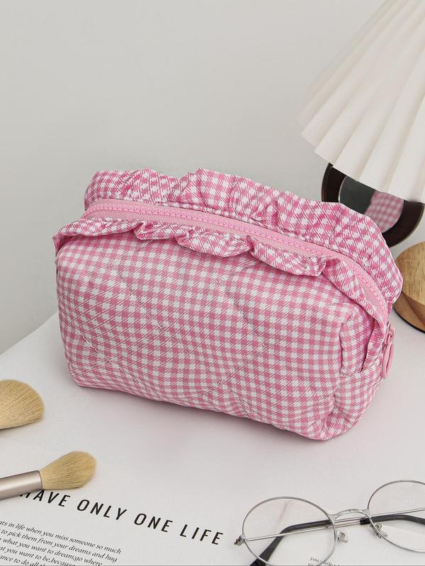 All Over Bow Pattern Work Makeup Bag, Fall Outfits, Fall Freshness, Large Capacity Makeup Brushes Storage Bag, Zipper Makeup Organizer Pouch, Versatile Storage Bag for Travel & Daily