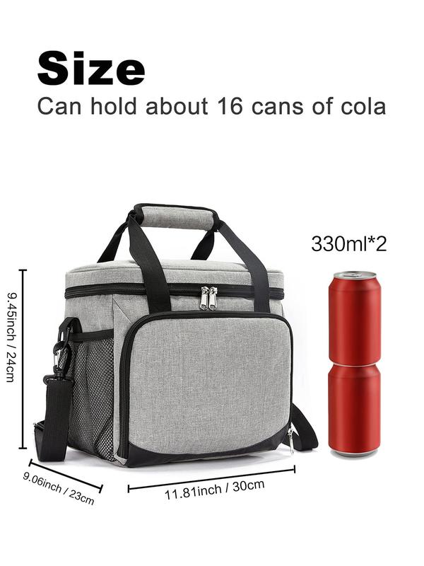 15L Insulated Lunch Bag, Fashion Large Capacity Waterproof Lunch Bag with Zipper, Multi-functional Lunch Bag for Men & Women