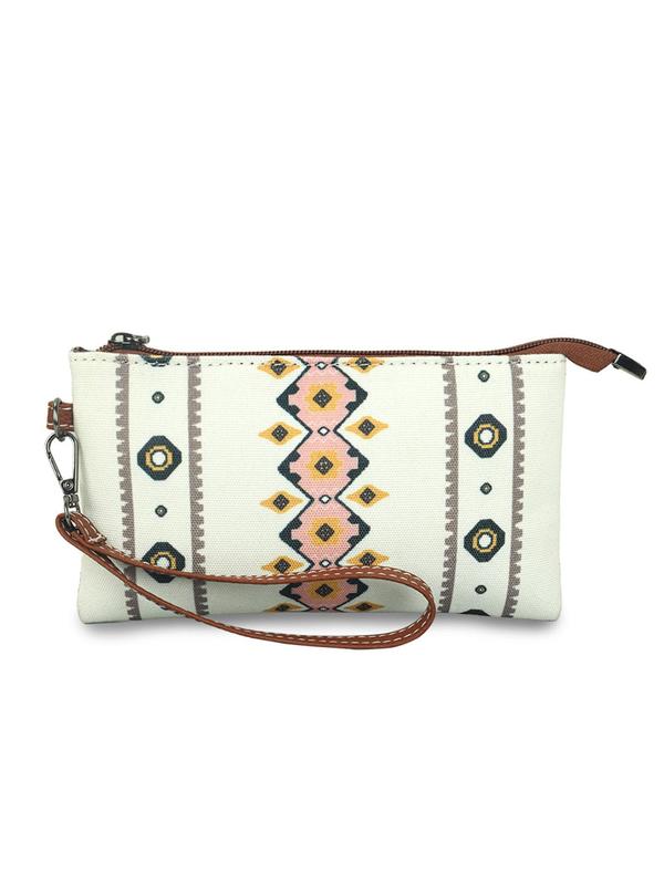 Boho Style Random Ethnic Pattern Long Wallet for Women with Zipper, Trendy Multifunction Casual Card Holder Wallet for Daily Use, Female Zipper Matching Everyday Purse for Women