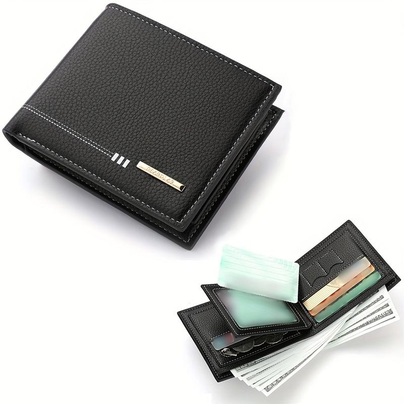 Men's Short Wallet with High-End Youth Litchi Zipper and Coin Purse Design