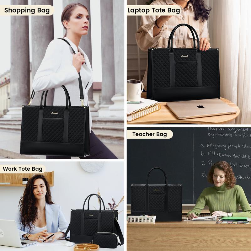 LOVEVOOK Black Friday Laptop Tote Bags for Women, 15.6-17.3 inch Laptop Work Bags with Clutch Purse, Womens Briefcase for Travel, Teacher, Doctor, Nurse and Chic Woman. Gift for Christmas.