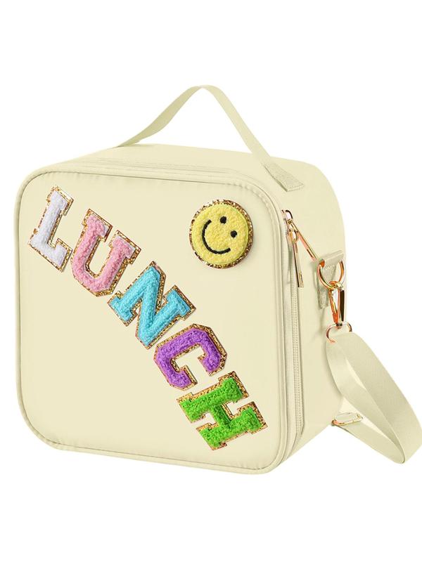 2024 New Style Letter Pattern Lunch Bag, Cute Insulated Lunch Bag with Adjustable Shoulder Strap, Insulation Bag for Girls School Travel Picnic