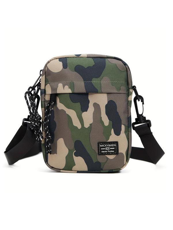 Men's Camo Pattern Zipper Crossbody Bag, Casual Outdoor Sports Bag for Daily Use, Casual Trendy Versatile High-quality Daily Commuting Bag