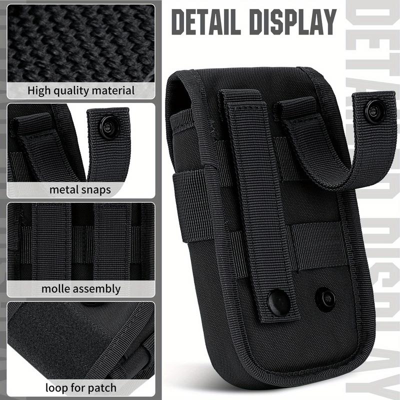 Molle Phone Pouch, Smartphone Waist Belt Holster Buckle Closure Utility Card Holder with Flag Patch Keyring and 1 D-Ring for 4.7