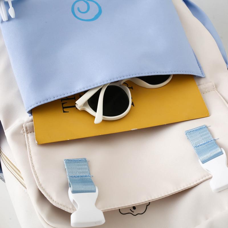 4PCs kawaii Cinnamoroll backpack set Coin Purse accessories anime cartoon travel aesthetic gifts bag with cute pins shoulder bag small canvas bag