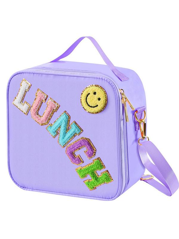 2024 New Style Letter Pattern Lunch Bag, Cute Insulated Lunch Bag with Adjustable Shoulder Strap, Insulation Bag for Girls School Travel Picnic