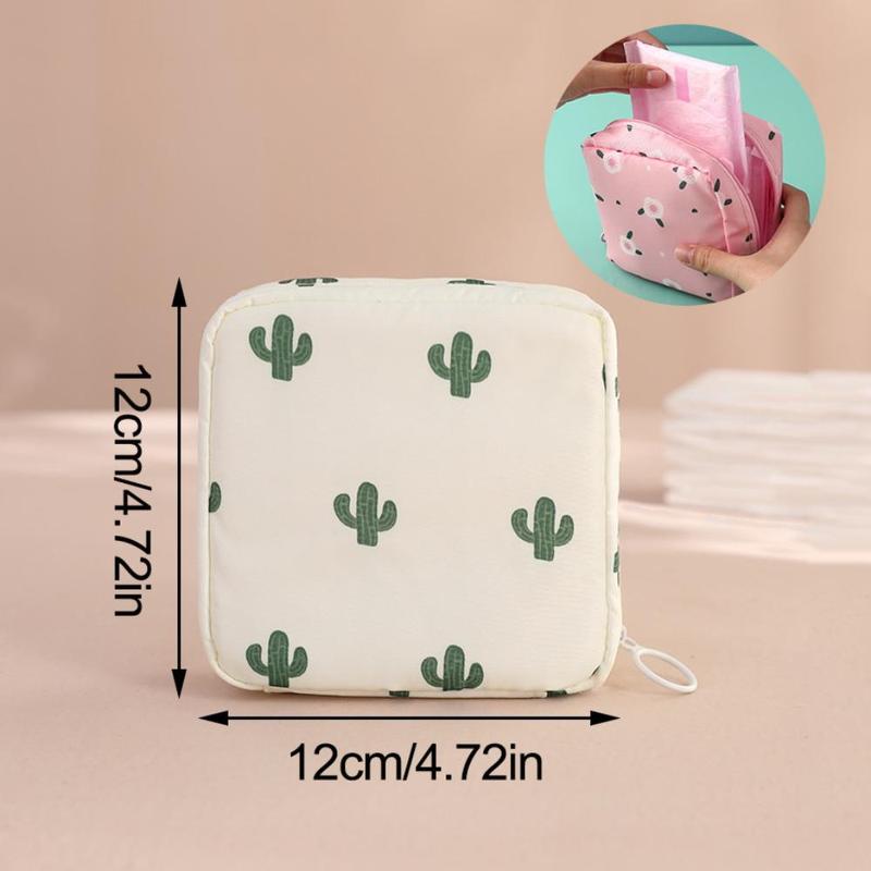 Cartoon and Fruit Pattern Sanitary Napkin Storage Bag, 1 Count Multifunctional Reusable Storage Bag, Portable Women's Makeup Bag