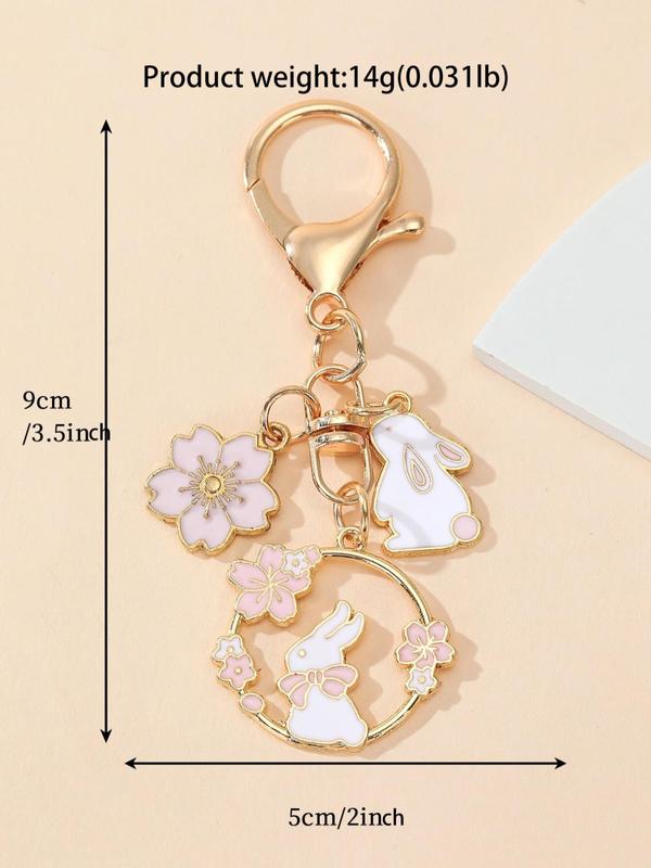 Cute Cartoon Animal & Flower Design Bag Charm, Bag Decoration For Women & Girls, Trendy Bag Accessories