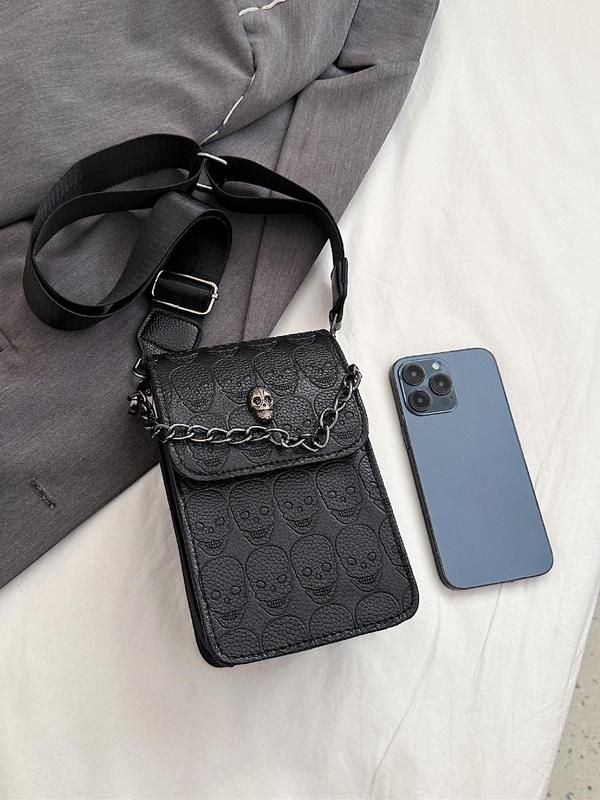 Fashionable Skull Embossed Crossbody Bag, Casual PU Leather Shoulder Bag for Women, Casual Trendy Versatile High-quality Daily Commuting Bag